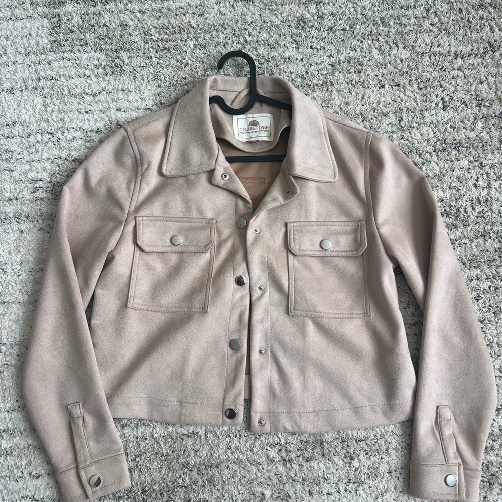 1 SUNSET LANE Pink Suede Jacket with Front Pockets